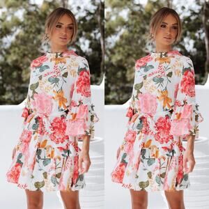 Petal & Pup White & Pink Floral Peta Dress